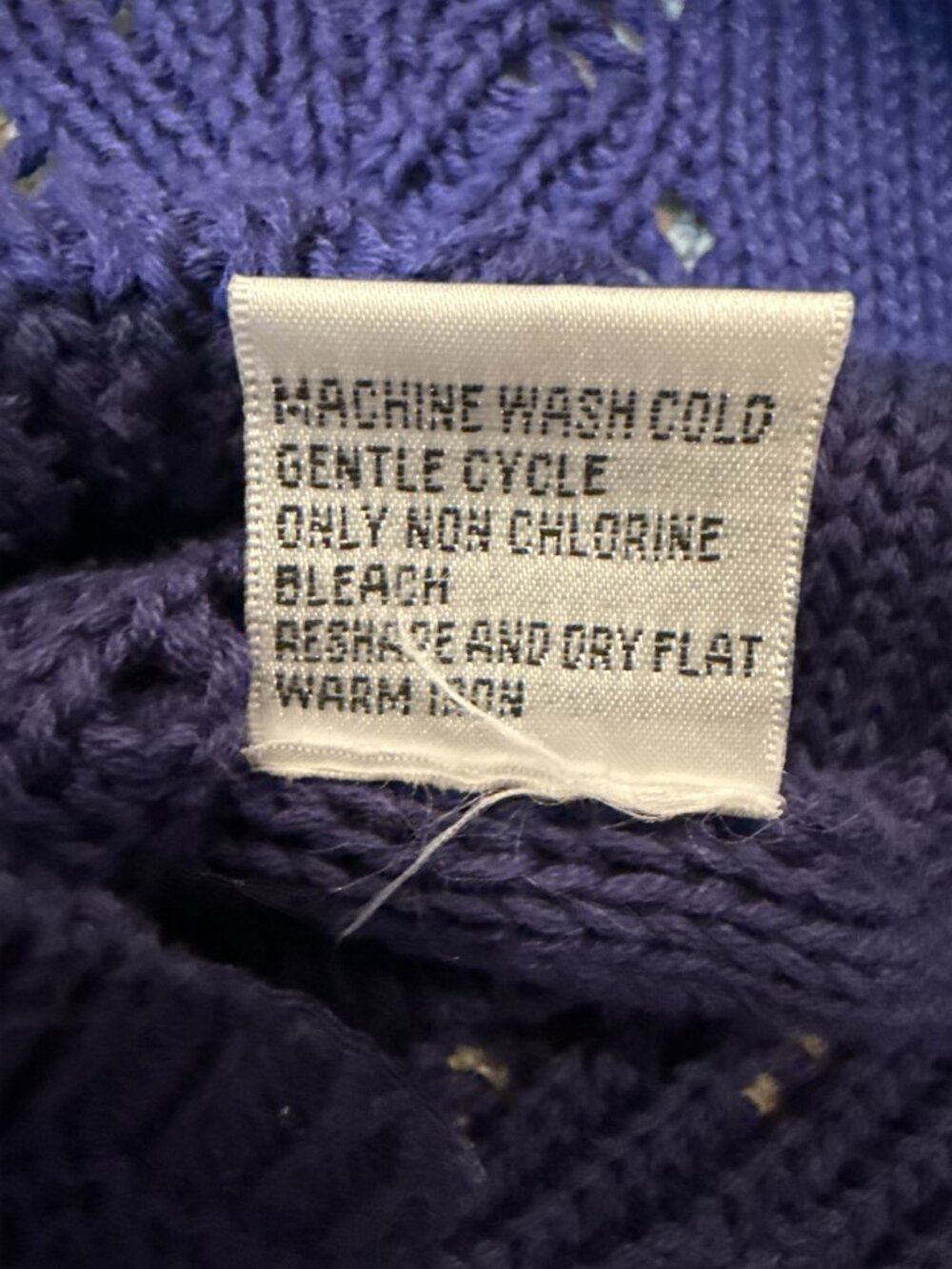 Talbots Sz 3X Purple Indigo 100% Cotton Open Knit 3-Button Cardigan Sweater - Picture 7 of 8